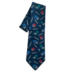Vintage Resilio Cigar Themed Silk Tie Navy Blue
